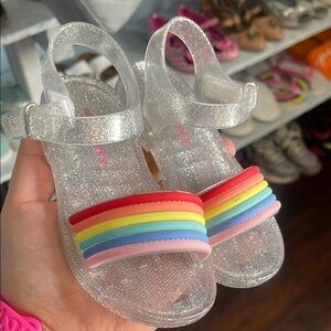 Carters Kids Glitter Sandals with Rainbow Straps